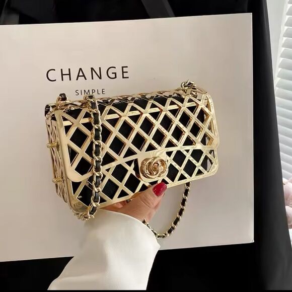 Elegant Metallic Frame Crossbody Bag - Picture 1 of 17